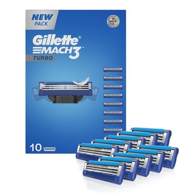 Gillette Mach3 Turbo, Pro Shaving Blades For Men, 10 Cartridges, Up-To 150 Shave