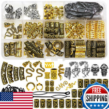 207Pcs Viking Hair Jewelry Nordic Runes Tube Beads Acc Kit for Braids