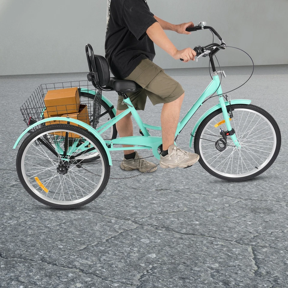 24 Zoll Dreirad Für Erwachsene 7-Gang Senioren 3-Rad Fahrrad Mit Einkaufskorb - Bild 2 von 4