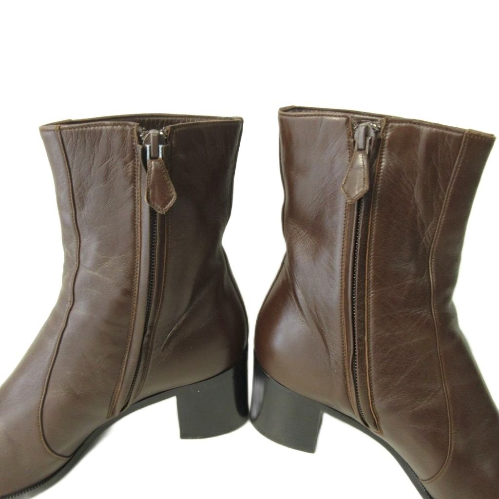 HERMES Short Boots Side Zipper Heel 9.1in Brown Authentic Pre-owned Women’s thumbnail 4