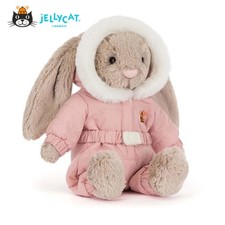 Jellycat Christmas BNWT Snow Suit Bashful Beige Bunny Plush Soft Dust Bag