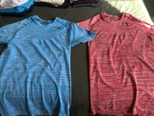 Gymshark Shirt Mens M Blue / Red OG Seamless David Laid Compression Tee