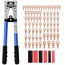 Battery Cable Lug Crimping Tool for AWG10-1/0, Wire Crimper with 78pcs Copper...