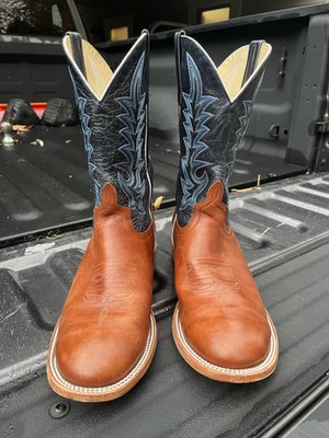 Horse Power Top Hand Boots - Cognac Belton w/ 11'' Navy Rex Goat Top (HP 6001)
