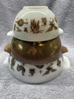 Vtg 60s PYREX Early American Cinderella Nesting Bowls Cottage Core 443/42/41