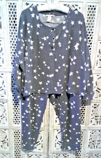 Victoria's Secret Pajamas Charcoal Gray White Stars