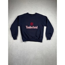 VTG Timberland Mens Medium Sweatshirt Navy Crewneck 90's Weathergear Spellout