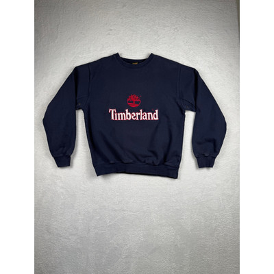 VTG Timberland Mens Medium Sweatshirt Navy Crewneck 90's Weathergear Spellout