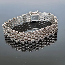 Milor Italian 925 Sterling Silver Wide Panther Link Bracelet 7" Box Clasp ✨