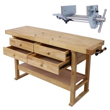 60"Workbench w/4 Drawers Wooden Workbench for Garage Workshop and Home,w/Rapid A