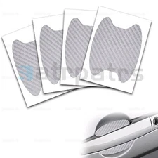 Silver Carbon Fiber Car Door Handle Bowl Film Sticker Trim Accessories 4PCS