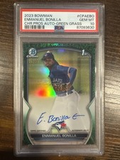 2023 Bowman Chrome Enmanuel Bonilla Prospect Auto Green Grass Refractor PSA 10