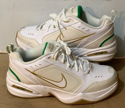 Nike AIR MONARCH IV Men White Green 103 Walking Shoe Size 9.5
