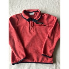 Youth Columbia PFG Fleece Pullover Jacket Size 8 Small Snaps "Salmon"  Navy