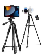 Phone Tripod, 67" Camera Tripod Stand for iPhone iPad, Professional Aluminum ...