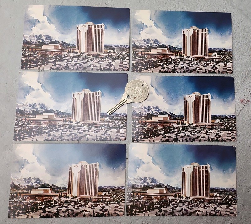 Vintage Lot Of Postcards & Room Key From MGM Grand Hotel & Casino/Reno