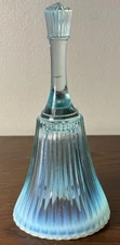 Vintage Fenton Art Glass Sheffield Aqua Blue Opalescent Ribbed 7" Bell