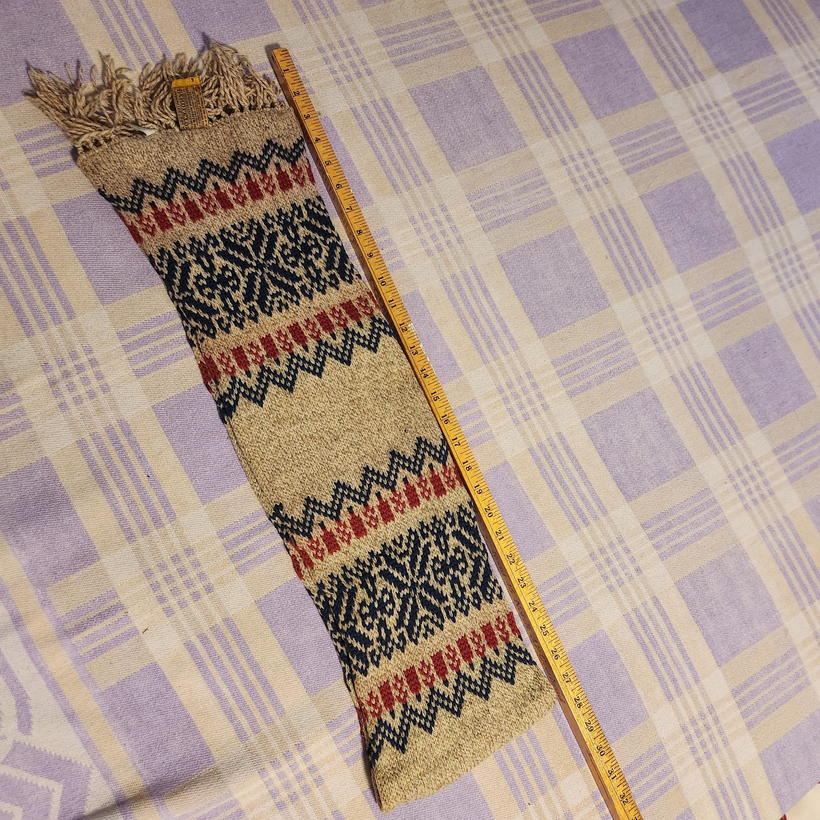 Pendleton Scarf Virgin Wool Tan Pattern Vintage 8… - image 4
