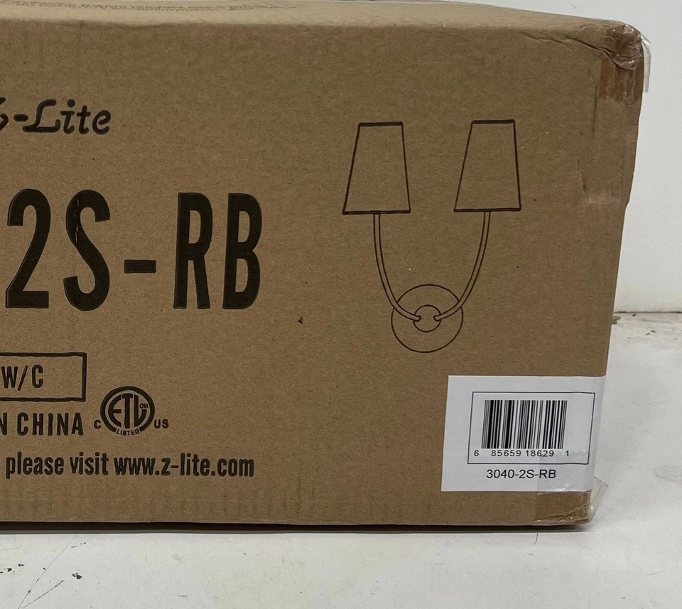 Z-Lite Shannon 12,75 pulgadas Aplique de pared de latón frotado con 2 luces pantalla de tela blanca Foto 2 de 3