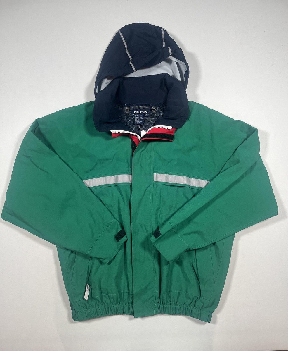 NAUTICA オリーブグリーン ジャケット Nautica Jacket Mens Medium Green Hooded Nylon Windbreaker Zip