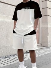 Men's Summer Sports T-shirt and Shorts Set, Crew Neck