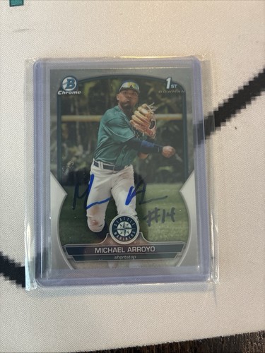 SIGNED MICHAEL ARROYO 2023 1ST BOWMAN CHROME AUTOGRAPHED MARINERS AUTO IP