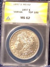 1897-P MORGAN DOLLAR *BRILLIANT WHITE* MS-62 VAM-6A TOP 100 *PITTED EAGLE*