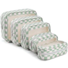 5PCS Diaper Bag Organizer Pouch Set Waterproof TPU Makeup Travel Bags Green