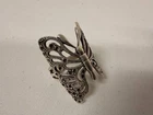 Sterling Silver Butterfly Ring Marcasite Style Statement Ring Vintage