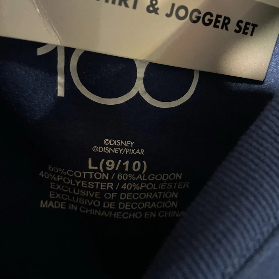 NWT Disney Outfit Kids Large 9/10 Navy Blue Joggers Set Sweatshirt Mickey Stitch - Image 2 of 4