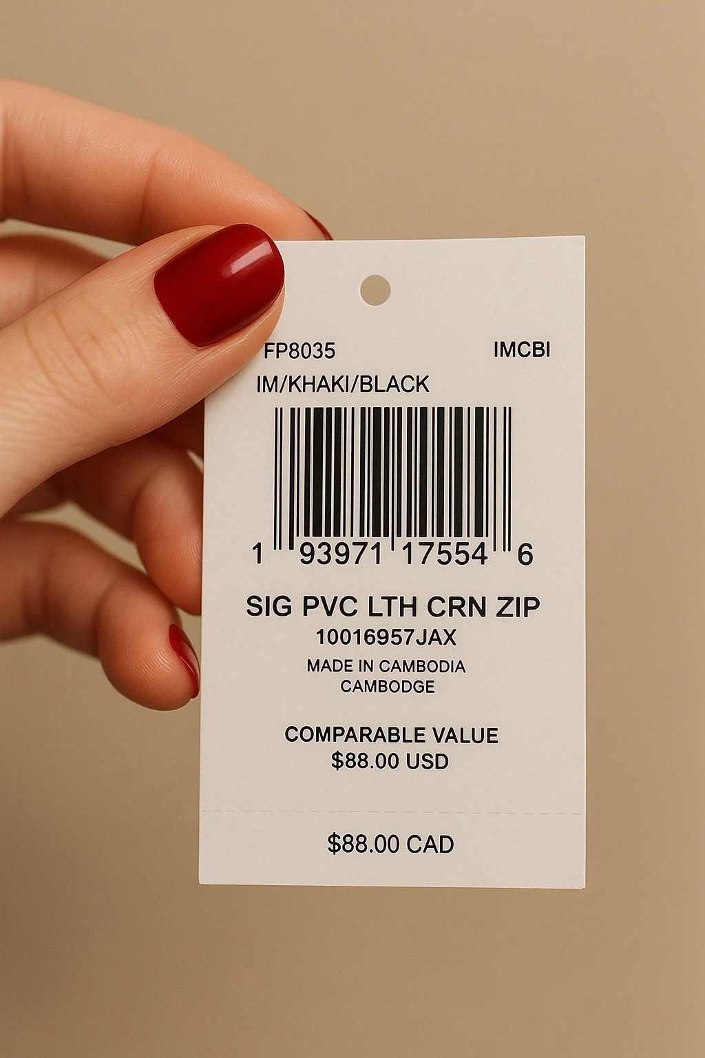 Autentico braccialetto donna COACH in tela pelle con zip angolare