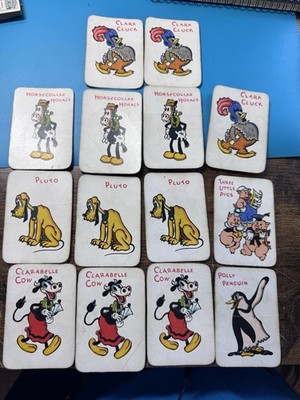 1930s Chad Valley Silly Symphonies Walt Disney Trading Cards x 14 Card Lot Pluto