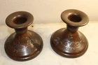 Rare Pair Heinz Sterling Silver Overlay on Bronze Candle Holders--!912, #3188