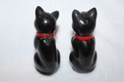 pair of pottery black cats salt & pepper shakers — photo 2