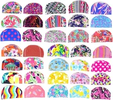 Honbay 3PCS Mix Colors Designed Elastic Swim Cap free size, multicolor 