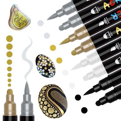Acrylstifte für Steine Wasserfest Dual Brush Tip 8pcs Metallic Marker Stifte ...