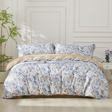 King Boho Duvet Cover Green Paisley Bedding Set with 8 Corner Ties and 2 Pill...