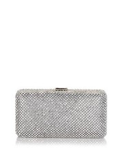 Sondra Roberts Womens Rhinestone Silver Box Clutch