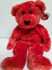 Ty Beanie Buddy Sizzle The Bear with Red Ribbon 14" 35cm MWMT Great Valentine