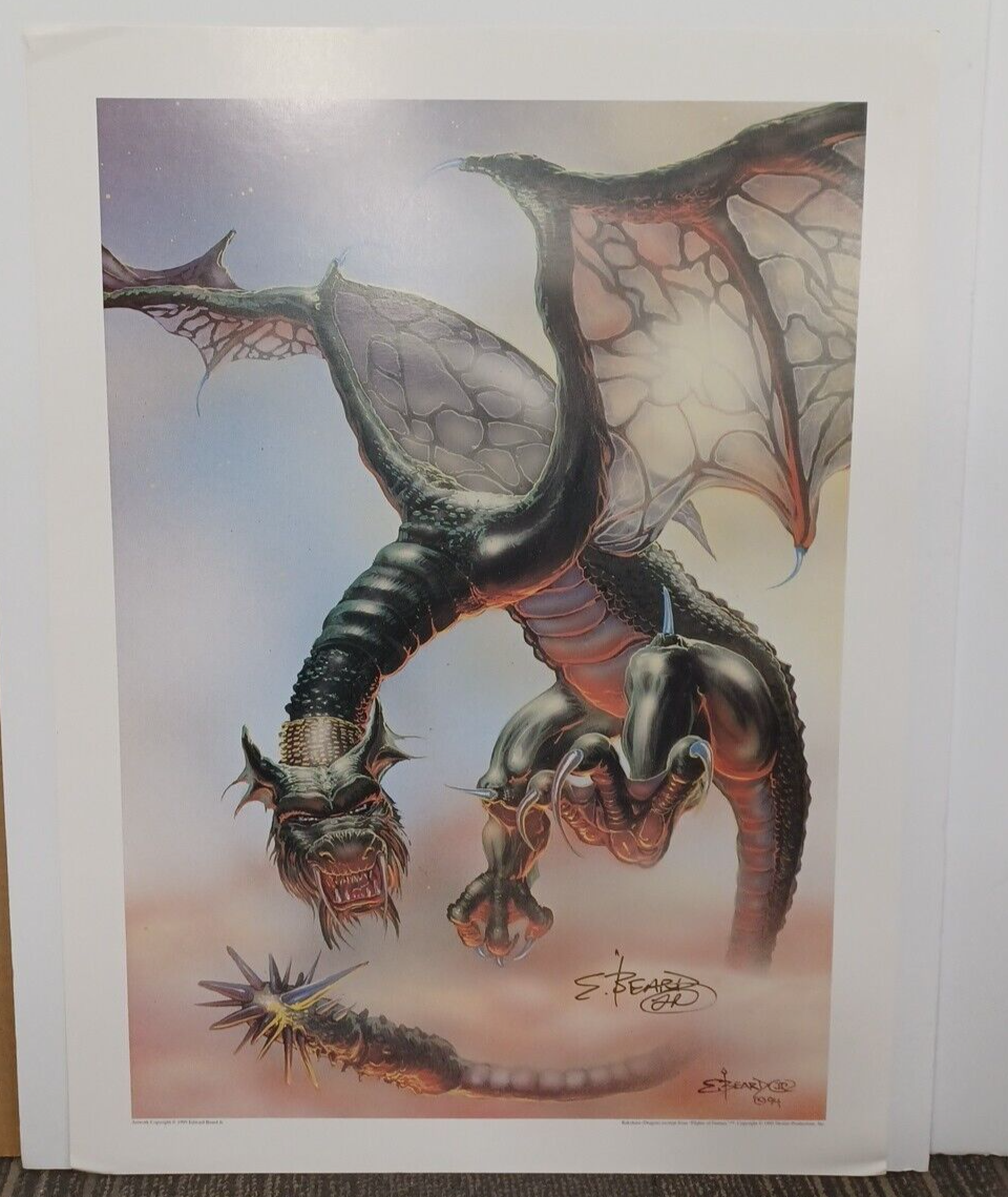 Edward P BEARD Jr. SIGNED F. Fantasy Dragon LITHOGRAPH 18x24 Inch
