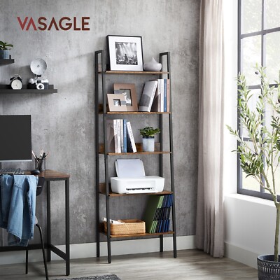 Bücherregal Leiterregal mit 5 Ablagen offen schmal Standregal VASAGLE LLS067B01