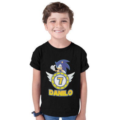 Sonic Geburtstag Party Shirt Personalisiert Alter Name Kinder Hedgehog Igel