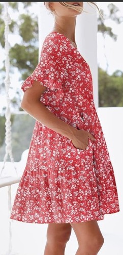 NCLook Womens Floral Dress Size M Ruffle Short Sleeves Pullover Casual Date - Picture 4 of 14