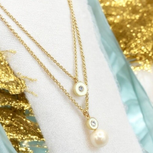 Kate Spade pearly delight Pendant double Necklace in gold. Retail $78 - Picture 5 of 7