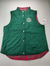 Marley Lilly Wmn's 2xl Green/red Reversible Quilted Monogram Vest "new"