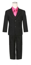 SALE Boys Black Fuchsia Hot Pink formal suit Fancy wedding set Fall Complete