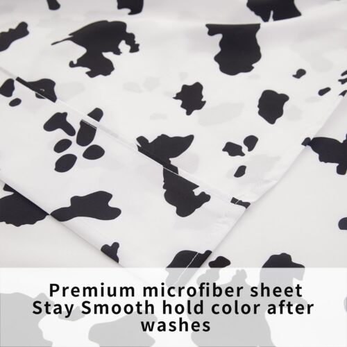 3-Piece Kids Twin Sheet Set - Soft Microfiber Cow Print Bedding for Boys & Girls - Picture 5 of 9