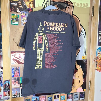VTG Powerman 5000 Tonight The Stars Revolt 1999 Tour Band Tee sz