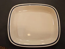 WEDGEWOOD CASPIAN Large Casserole Dish 13.5" X 11.5" Cream blue Trim