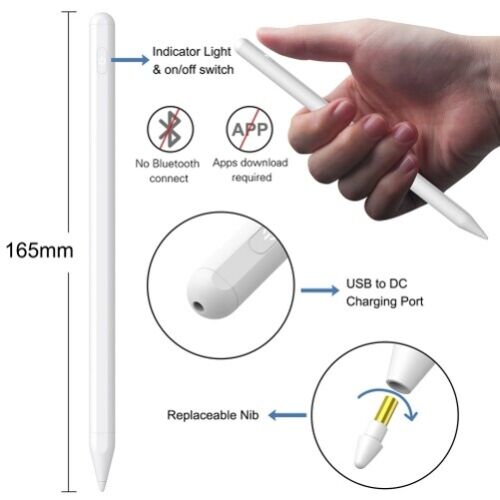 Digital Active Stylus Pen Capacitive Touch Rechargeable Palm for Tablets - Picture 2 of 6